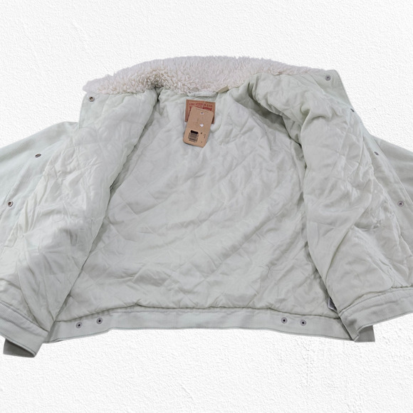 Levi’s Baby Baggy Crop Corduroy Sherpa Trucker Jacket Meadow Mist Green Size 2X - Picture 12 of 16